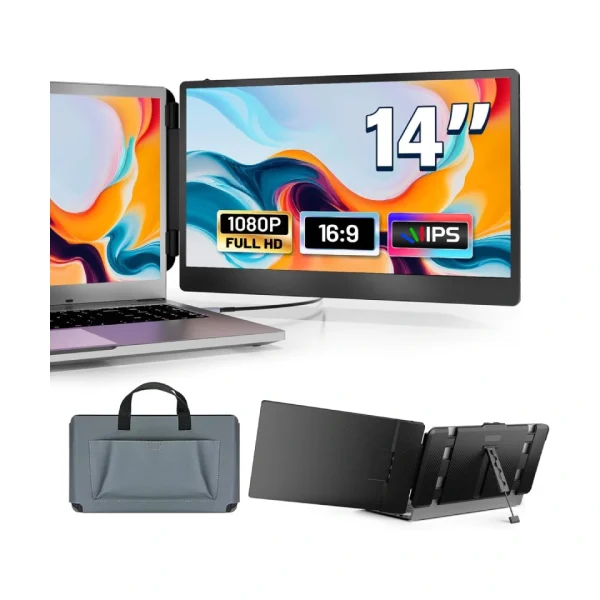 14" Laptop Monitor Extender, FHD 1080P IPS Dual Laptop Screen Extender
